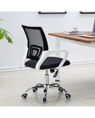 Sillón de oficina FISS NEW, brazos blanco, basculante, estructura y malla negro