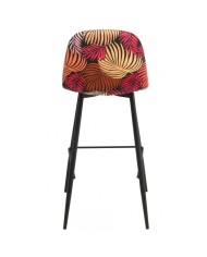 Taburete HORUS NEW, metal, tapizado velvet amarillo con trasera floral a juego