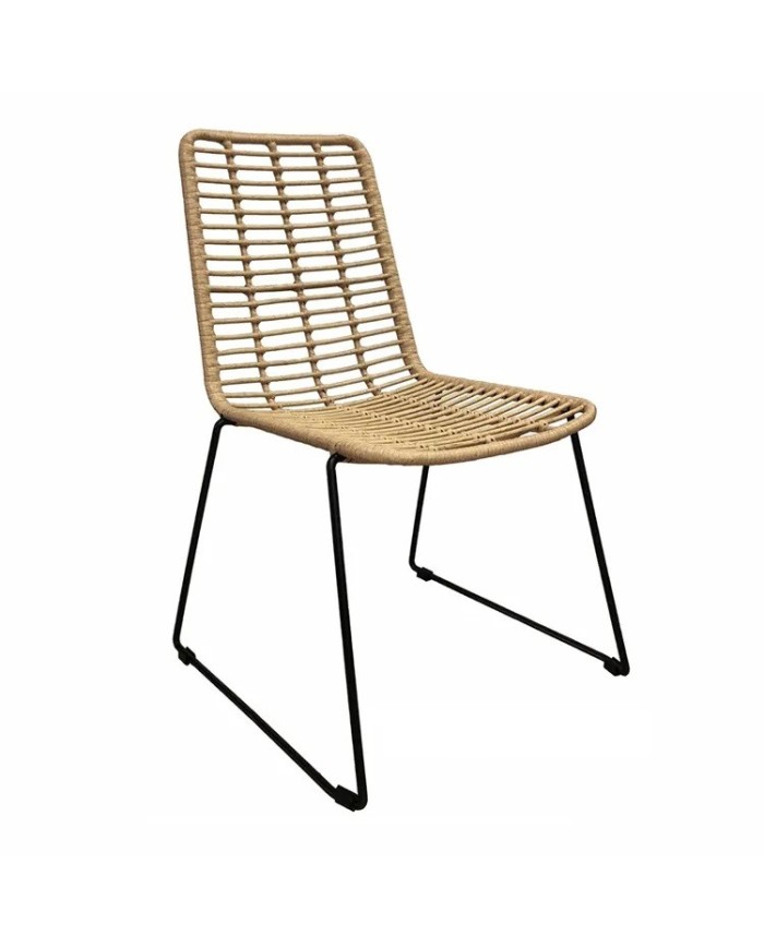 Silla LOTAK, metal, ratán beige