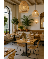 Silla LOTAK, metal, ratán beige