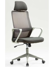 Sillón de oficina MARIO, alto, gris, malla y asiento gris