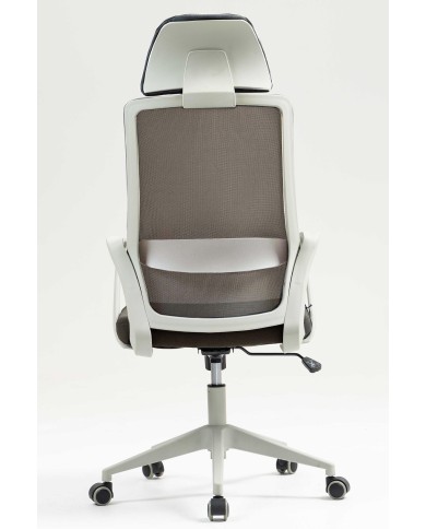 Sillón de oficina MARIO, alto, gris, malla y asiento gris