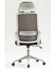 Sillón de oficina MARIO, alto, gris, malla y asiento gris