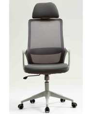 Sillón de oficina MARIO, alto, gris, malla y asiento gris