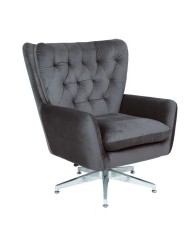 Sillón BÉCQUER, giratorio, regulable, tapizado velvet gris