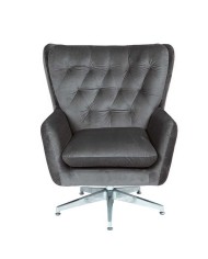 Sillón BÉCQUER, giratorio, regulable, tapizado velvet gris