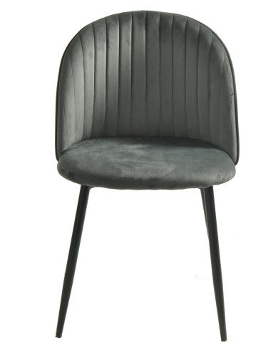 Silla PALM GREY, metal, tapizado velvet gris con trasera palm
