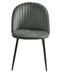 Silla PALM GREY, metal, tapizado velvet gris con trasera palm