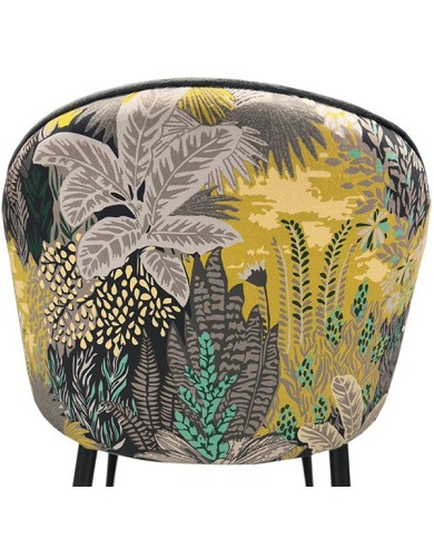 Silla PALM GREY, metal, tapizado velvet gris con trasera palm