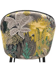 Silla PALM GREY, metal, tapizado velvet gris con trasera palm