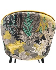 Silla PALM YELLOW, metal, tapizado velvet amarillo con trasera palm