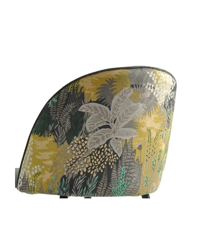 Silla PALM SKY BLUE, metal, tapizado velvet azul con trasera palm