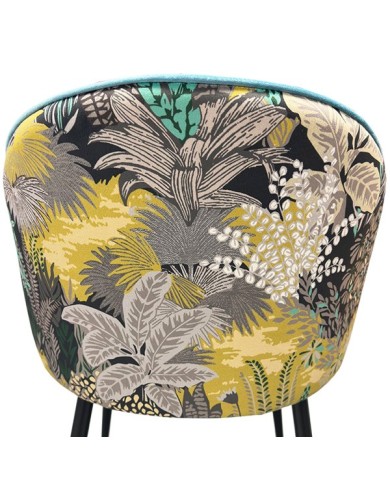 Silla PALM SKY BLUE, metal, tapizado velvet azul con trasera palm