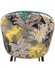 Silla PALM SKY BLUE, metal, tapizado velvet azul con trasera palm