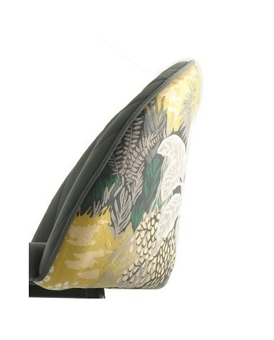 Taburete PALM SKY BLUE, metal, tapizado velvet azul con trasera palm