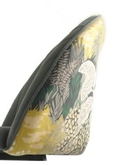 Taburete PALM SKY BLUE, metal, tapizado velvet azul con trasera palm