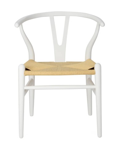 Silla WISH, madera de haya, blanca, fibra trenzada