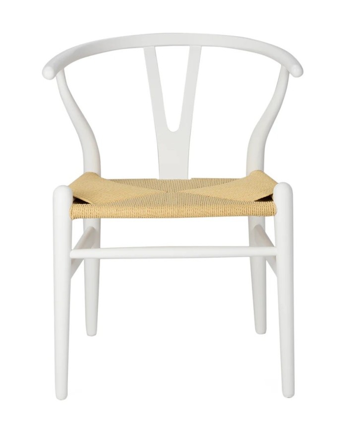 Silla WISH, madera de haya, blanca, fibra trenzada