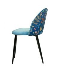 Silla CARNAVAL SKY BLUE, metal, tapizado velvet azul con trasera carnaval