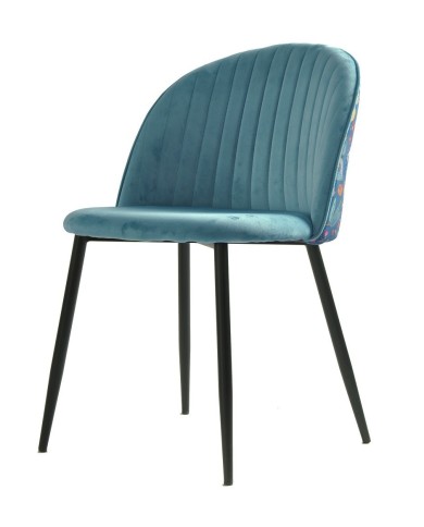 Silla CARNAVAL SKY BLUE, metal, tapizado velvet azul con trasera carnaval