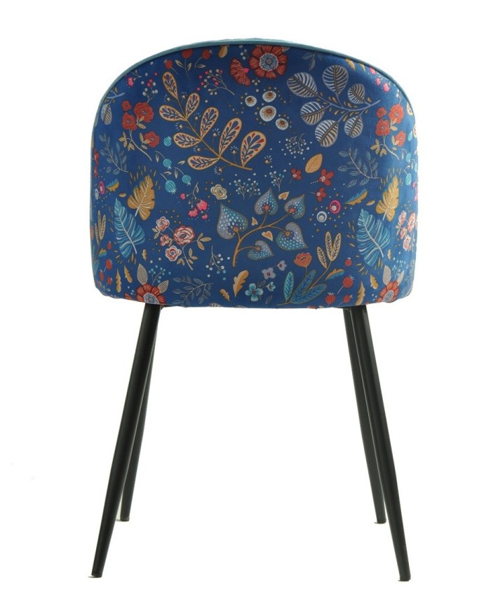 Silla CARNAVAL SKY BLUE, metal, tapizado velvet azul con trasera carnaval