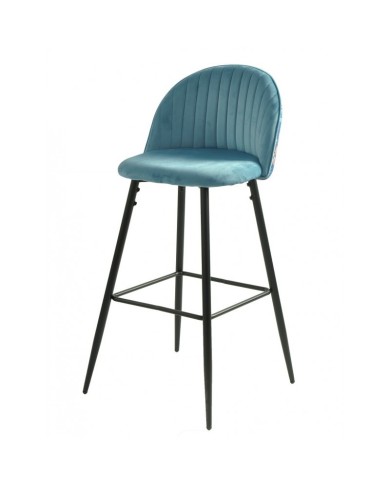 Taburete CARNAVAL SKY BLUE, metal, tapizado velvet azul con trasera carnaval
