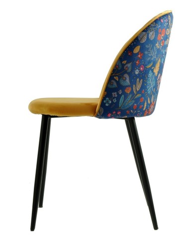 Silla CARNAVAL YELLOW, metal, tapizado velvet amarillo con trasera carnaval