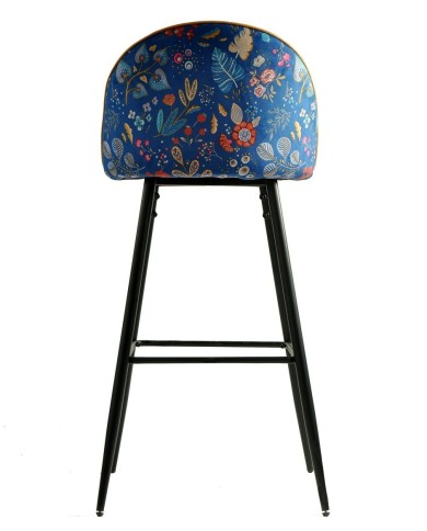 Taburete CARNAVAL YELLOW, metal, tapizado velvet amarillo con trasera carnaval