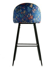 Taburete CARNAVAL YELLOW, metal, tapizado velvet amarillo con trasera carnaval