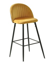 Taburete CARNAVAL YELLOW, metal, tapizado velvet amarillo con trasera carnaval