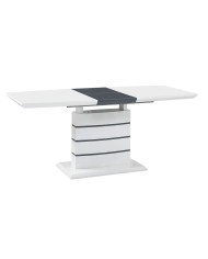 Mesa CHAMBERY, extensible, lacada blanca, 140 ~ 180 x 80 cms