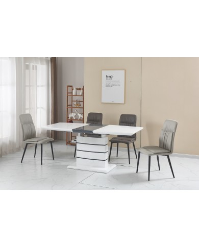 Mesa CHAMBERY, extensible, lacada blanca, 140 ~ 180 x 80 cms