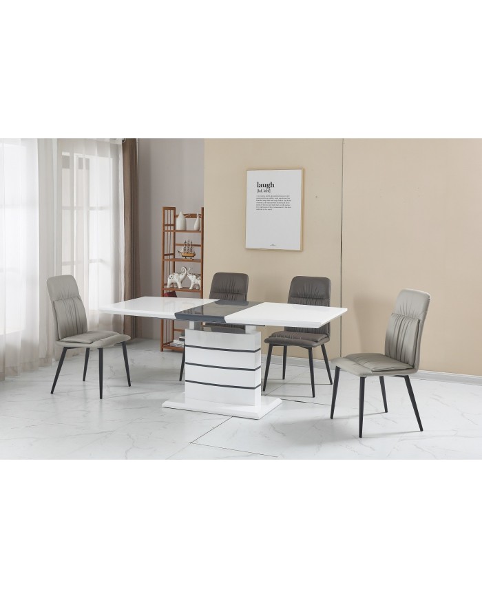 Mesa CHAMBERY, extensible, lacada blanca, 140 ~ 180 x 80 cms