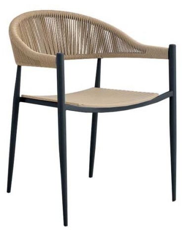 Sillón TIMOR, metal, polipropileno y cuerda de color natural