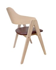 Sillón JARSY, madera de hevea, natural, similpiel marrón