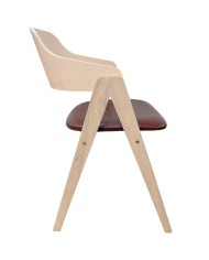 Sillón JARSY, madera de hevea, natural, similpiel marrón