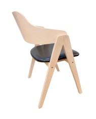 Sillón JARSY, madera de hevea, natural, similpiel negra