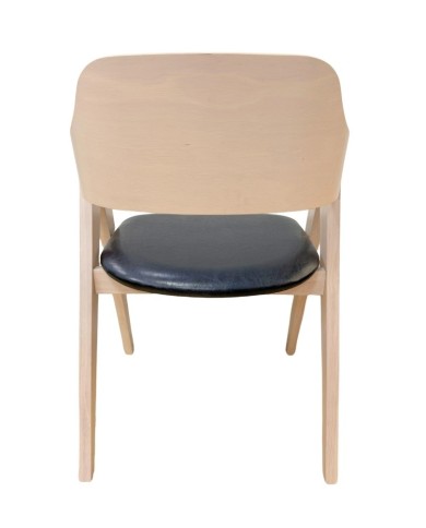 Sillón JARSY, madera de hevea, natural, similpiel negra