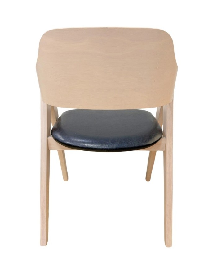 Sillón JARSY, madera de hevea, natural, similpiel negra