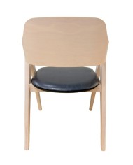 Sillón JARSY, madera de hevea, natural, similpiel negra