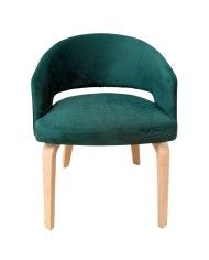 Sillón VISEU, contrachapado de madera de hevea, natural, velvet verde oscuro