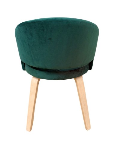 Sillón VISEU, contrachapado de madera de hevea, natural, velvet verde oscuro