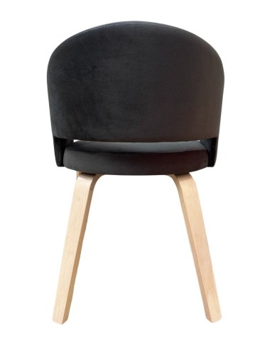 Sillón VISEU, contrachapado de madera de hevea, natural, velvet gris oscuro