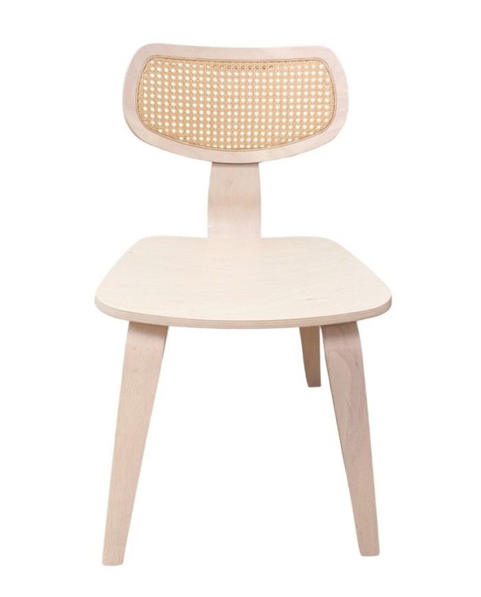 Silla CORBEL, contrachapado de madera de hevea, rejilla, acabado natural