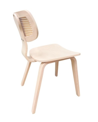 Silla CORBEL, contrachapado de madera de hevea, rejilla, acabado natural