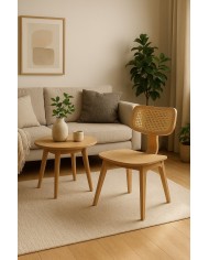 Silla CORBEL, contrachapado de madera de hevea, rejilla, acabado natural