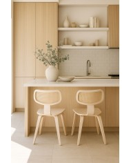 Silla CORBEL, contrachapado de madera de hevea, rejilla, acabado natural