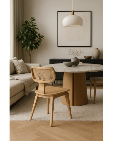 Silla CORBEL, contrachapado de madera de hevea, rejilla, acabado natural