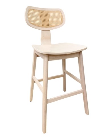 Taburete CORBEL, madera de hevea, rejilla, acabado natural