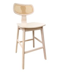 Taburete CORBEL, madera de hevea, rejilla, acabado natural